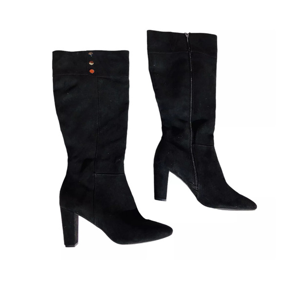 JONES NEW YORK Knee High Boots 10m Kendra Black Classic Minimalistic High Heeled - Picture 1 of 8